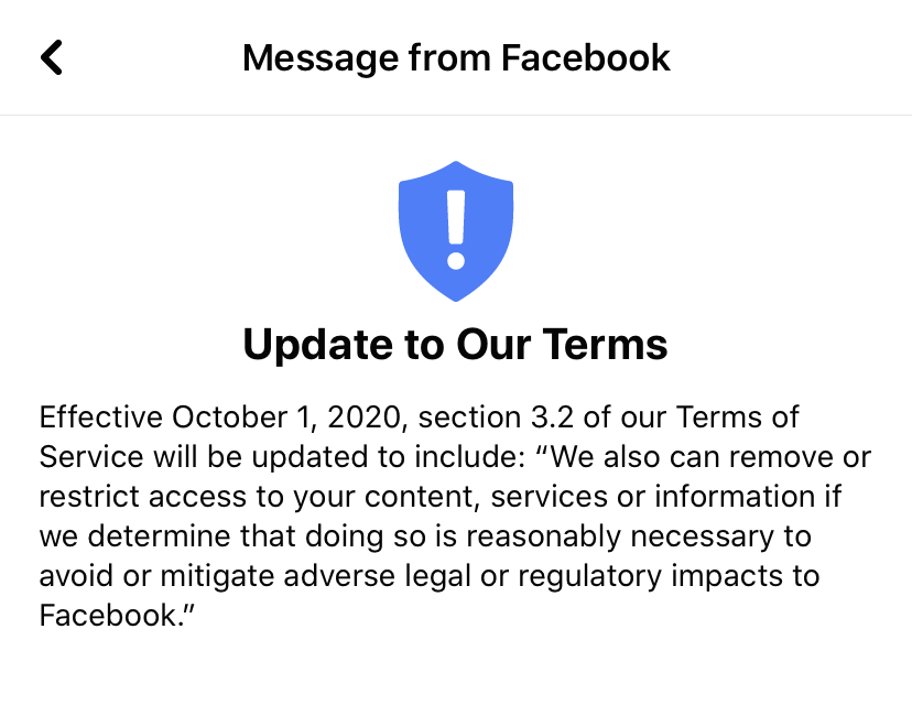 message from facebook