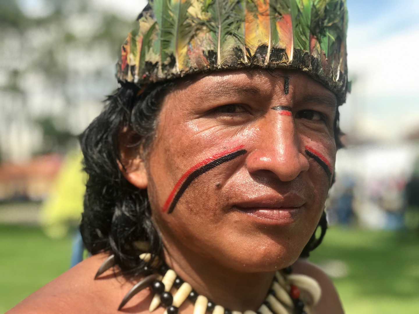David Taicus, from the Amazon's Awa indigenous community, is pictured on the grounds of Colombia's National University in Bogota in December 2019 attending the national strike. Photo_ Steven Grattan (1) (1).jpg