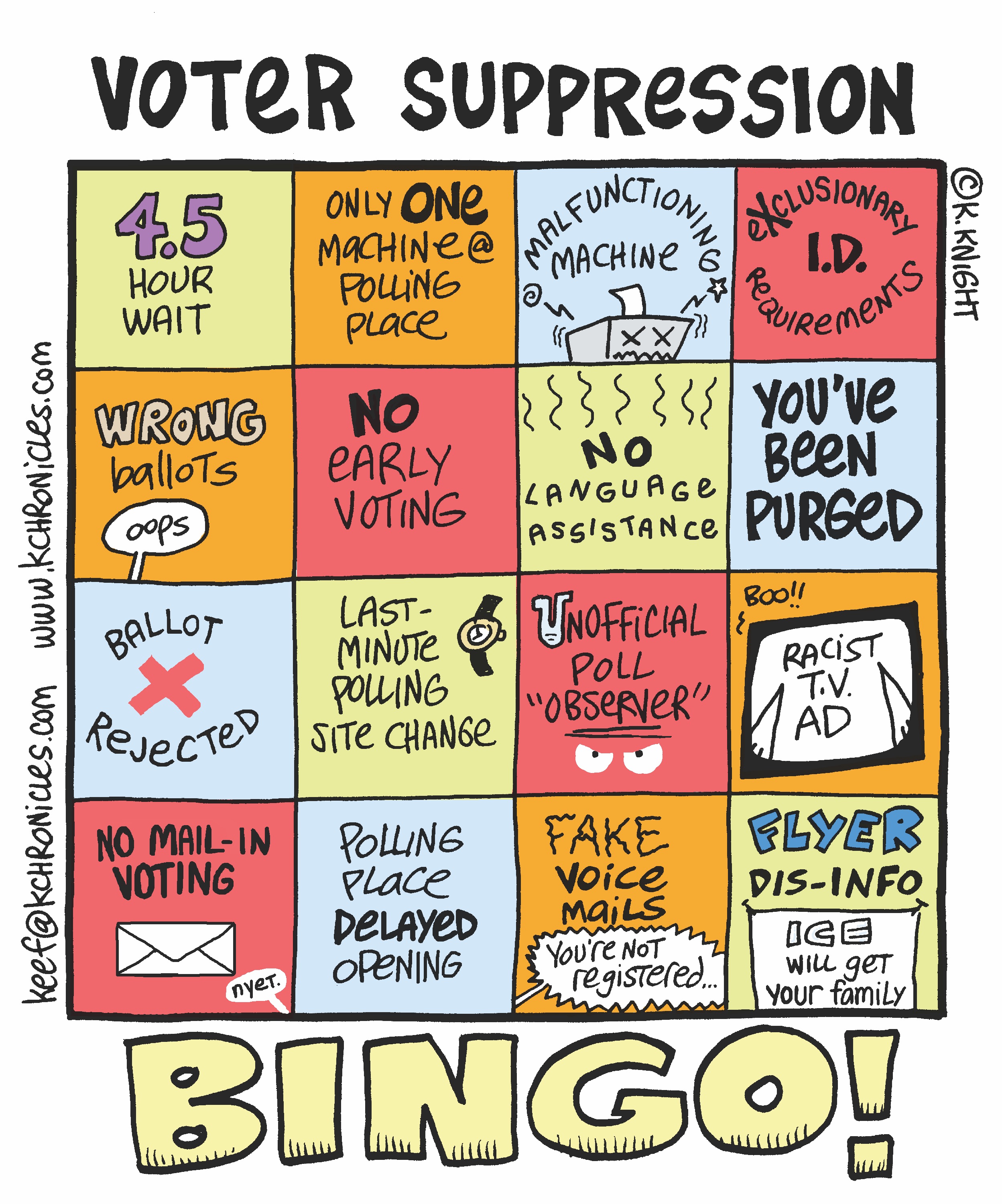 Voter Suppression Bingo