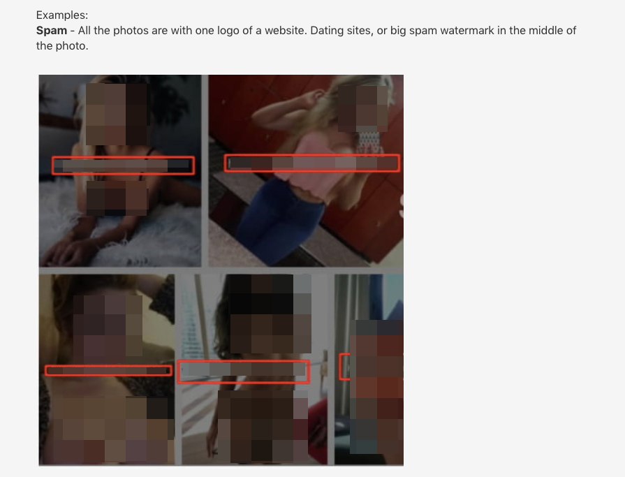 Der von uns verpixelte Screenshot zeigt Nacktfotos mit URLs zu anderen Websites