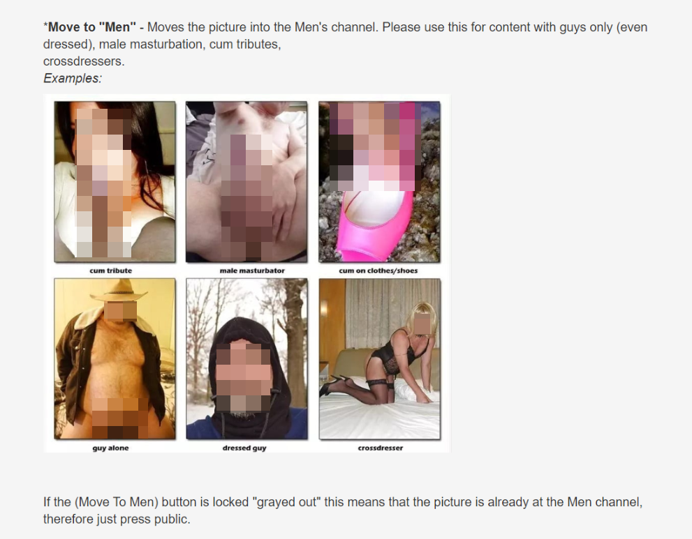 Der von uns verpixelte Screenshot zeigt Fotos mit teilweise nackten Männern