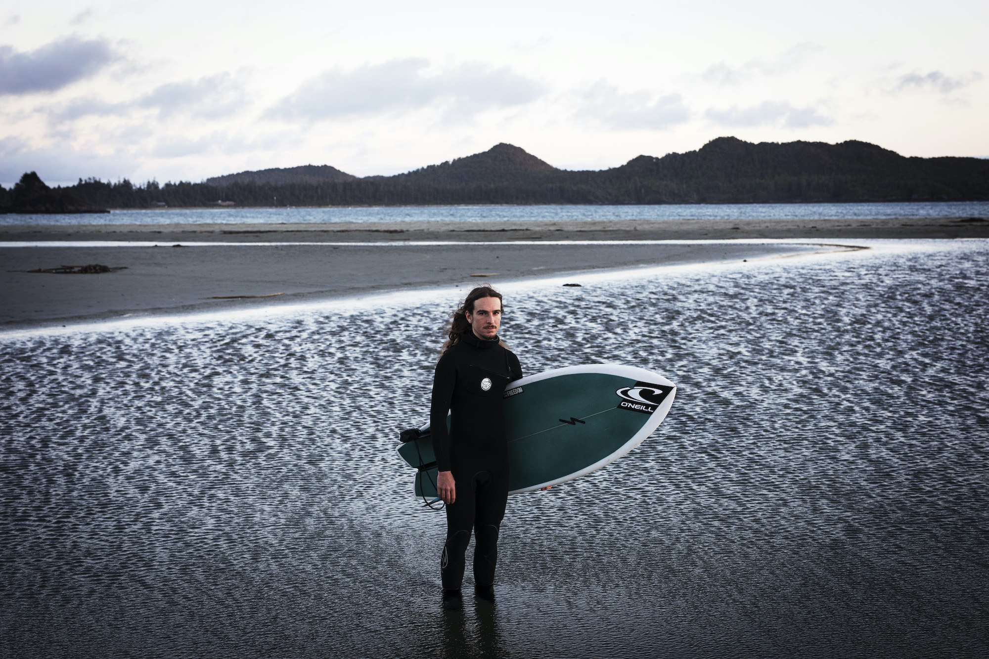 Tofino resident Keenan Bush on Tofino's Chesterman Beach