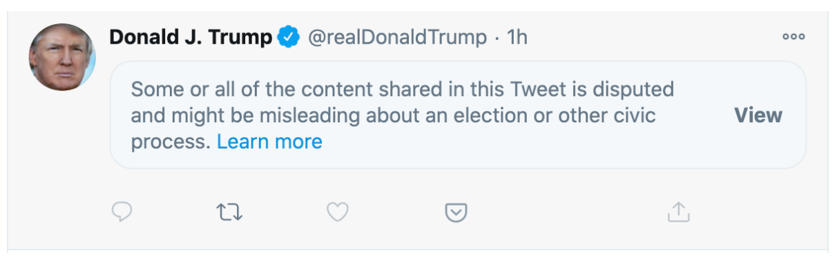 Twitter clamped down on the same message Trump posted on Twitter.