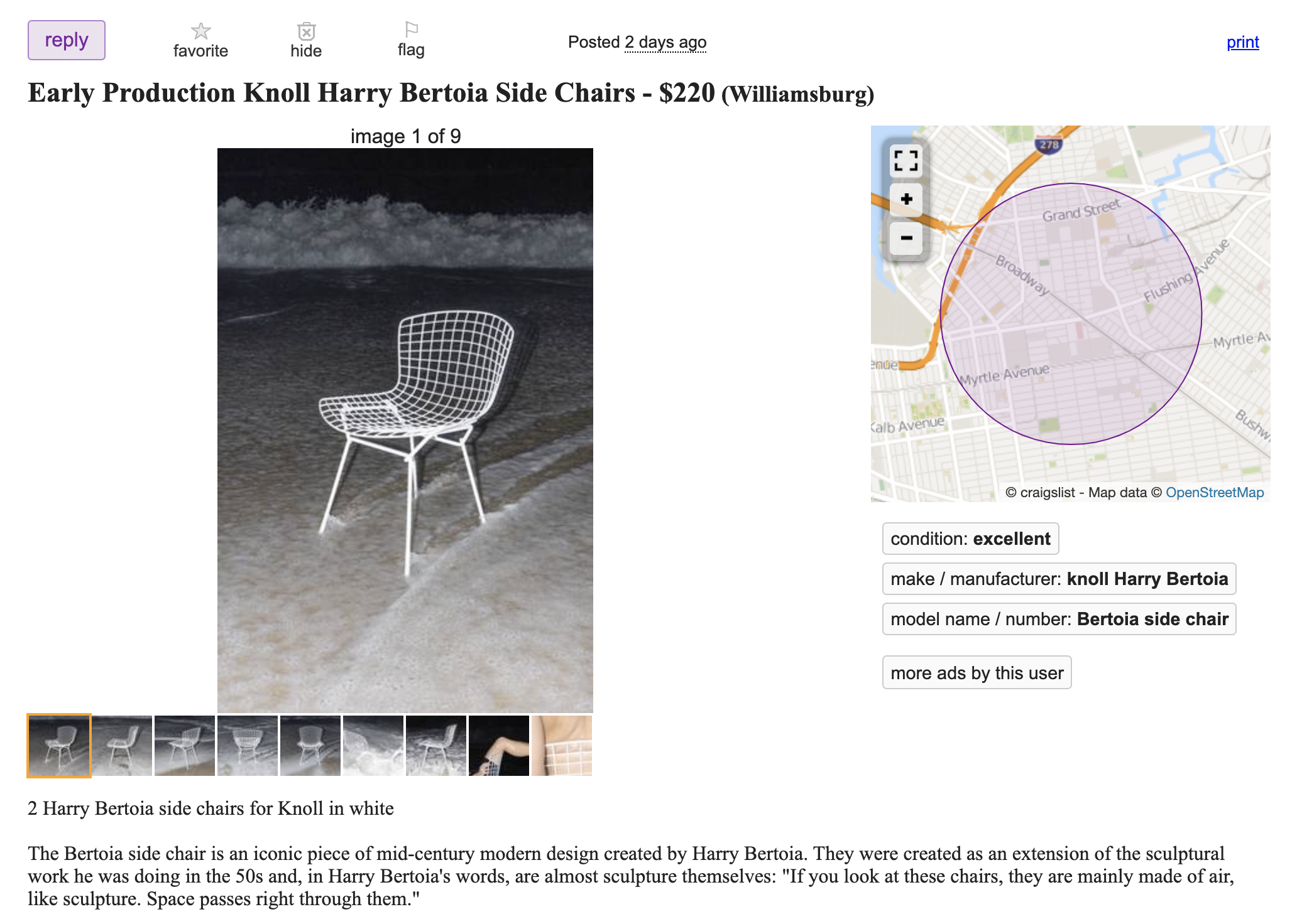 craigslist chairs for sale