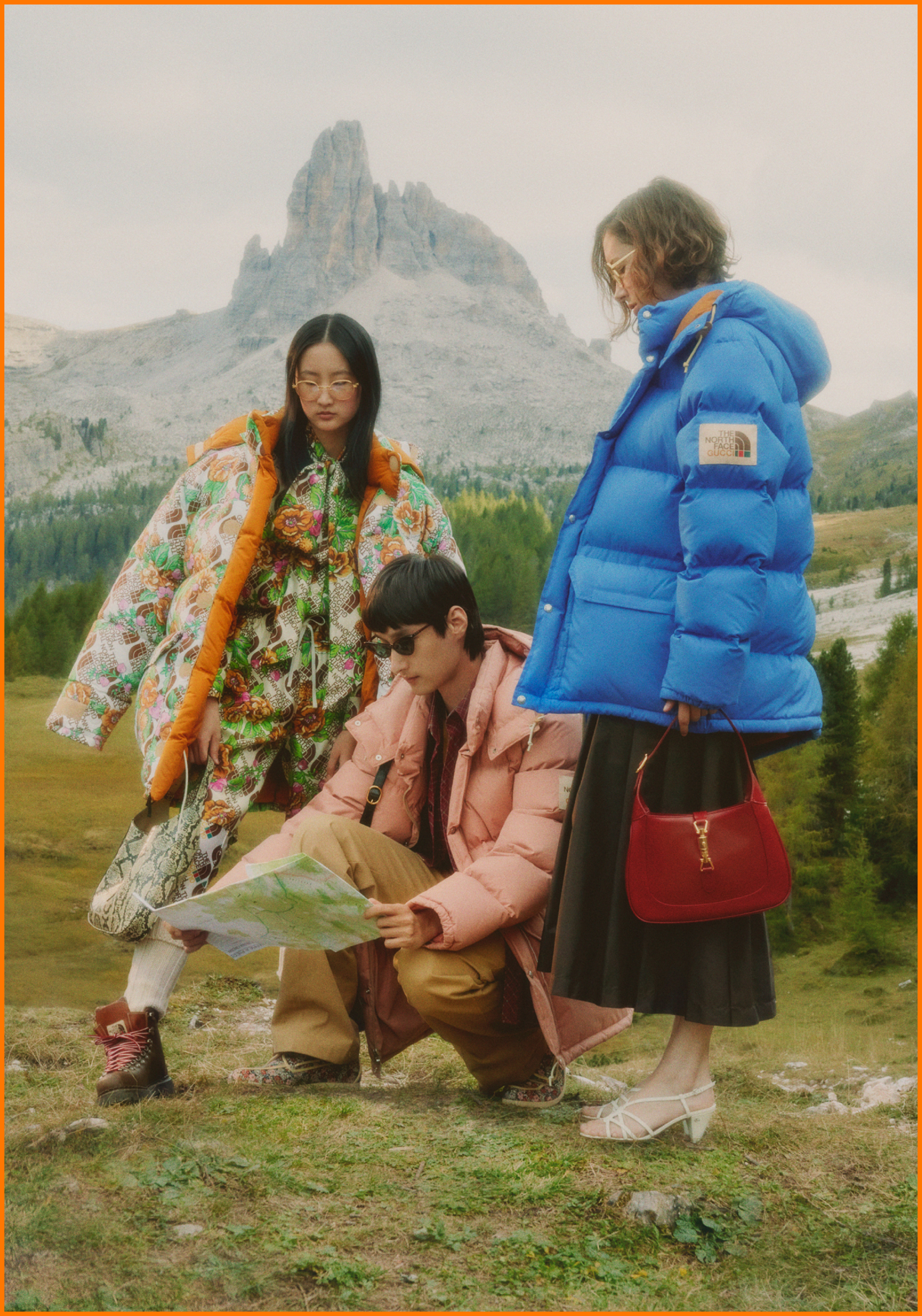 The North Face x Gucci Campagna Montagne Alpi e Natura Incontaminata