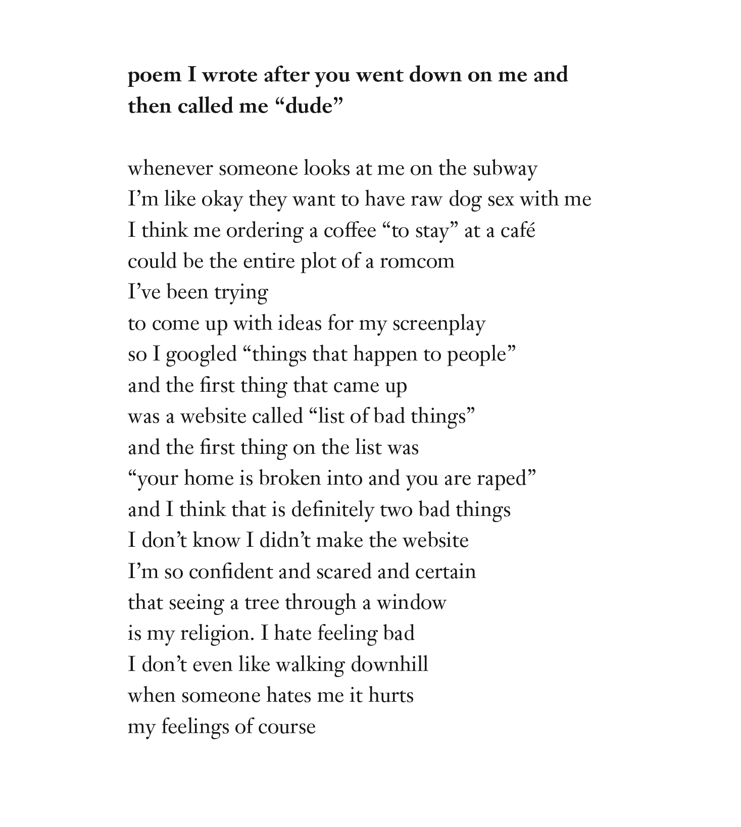 cat cohen cohen poem i wrote after you went down on me and called me dude