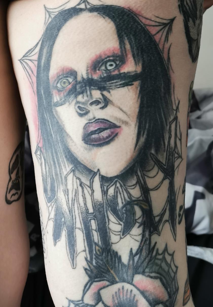 Marilyn Manson portrait tattoo