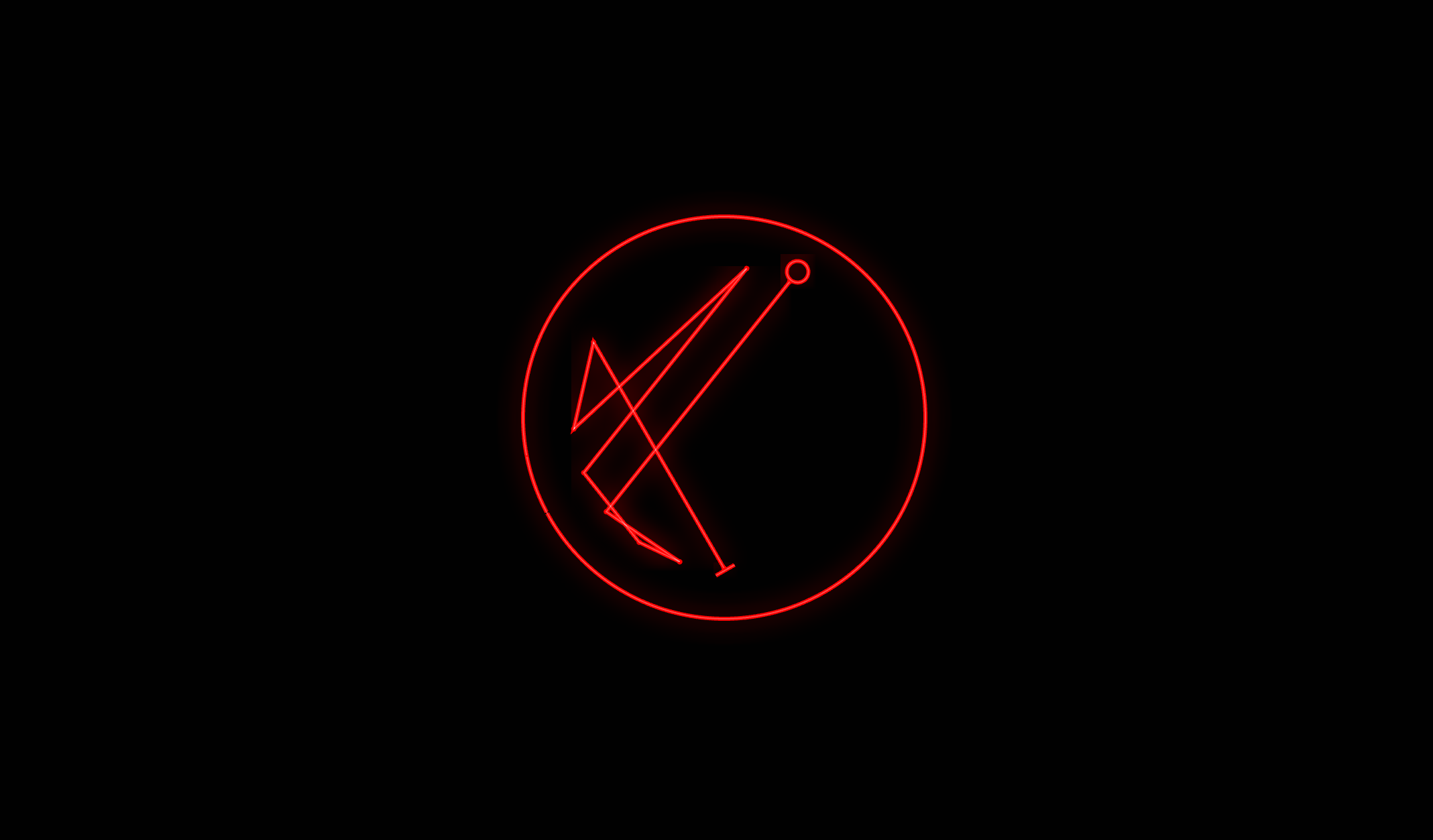 A red sigil inscribed within a circle on a black background