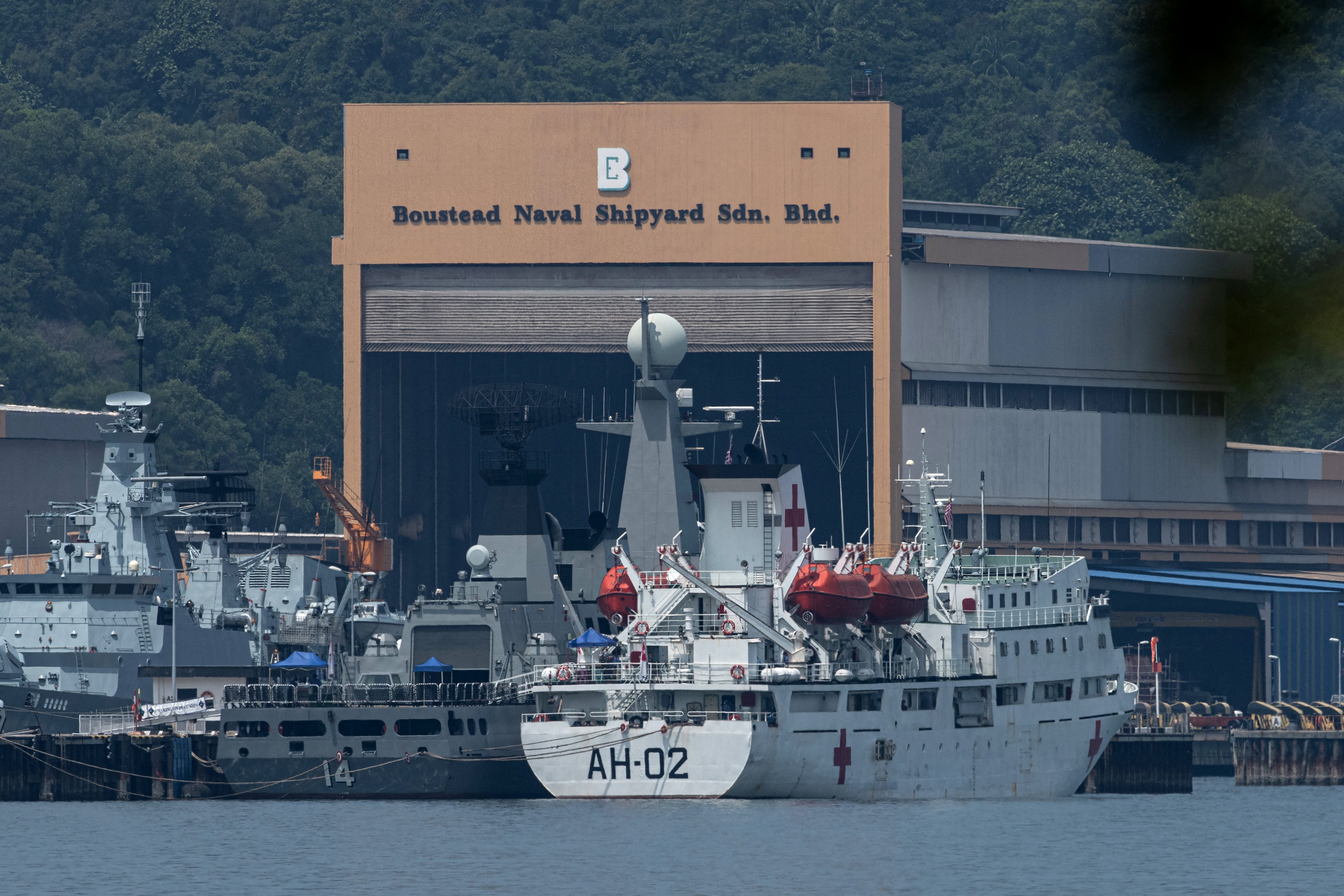 Myanmar vessels docked at the naval base in Lumut, Malaysia. PHOTO: AFP / MOHD RASFAN