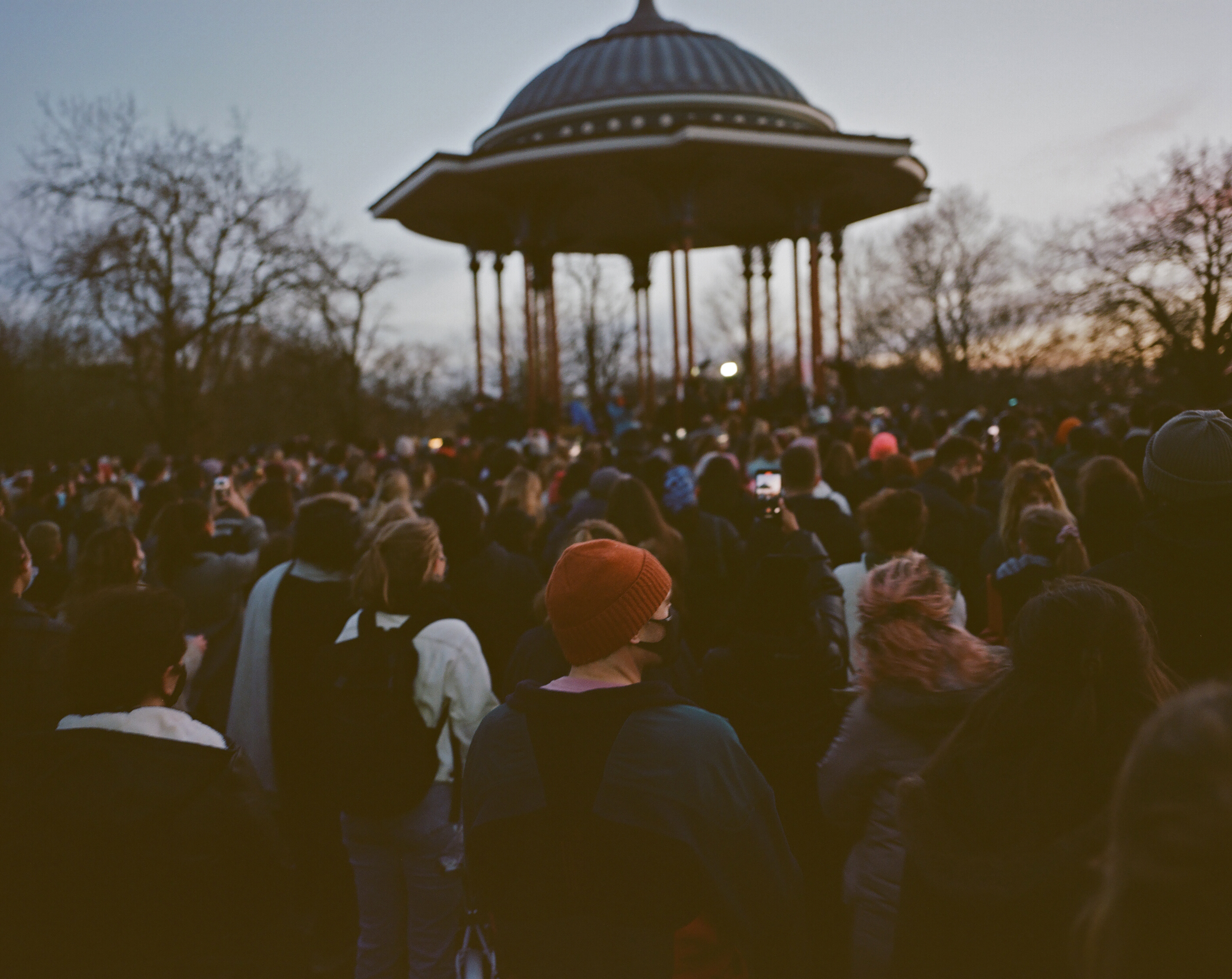 the crowd at a protest in london for sarah everard and male violence against women