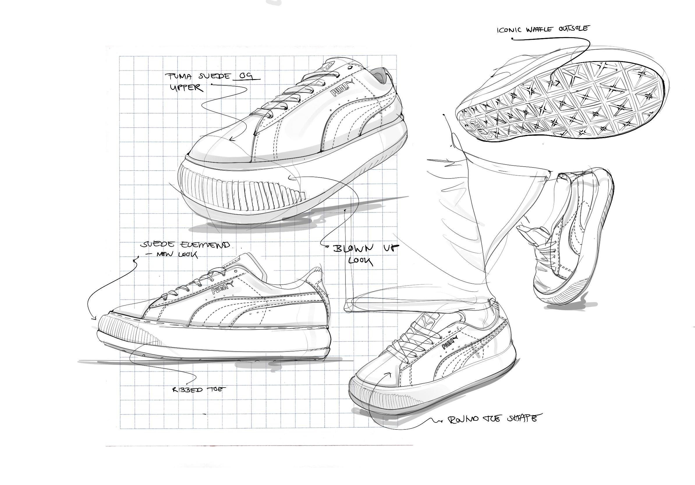 puma suede drawing