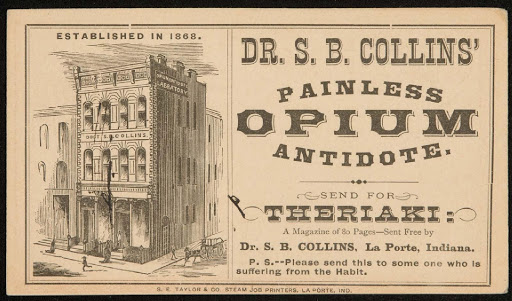 Postcard advertising a popular Civil War-era addiction “cure.” Courtesy of Boston Museum of Fine Arts.