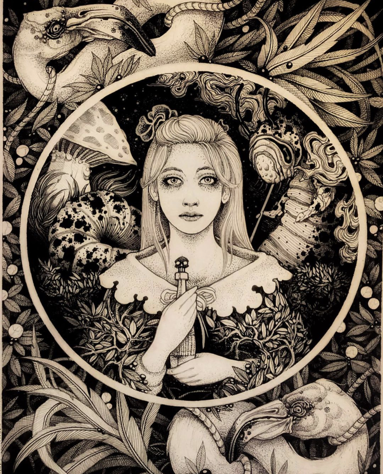 alice nel paese delle meraviglie illustrazione bianco e nero Francesco Bianco