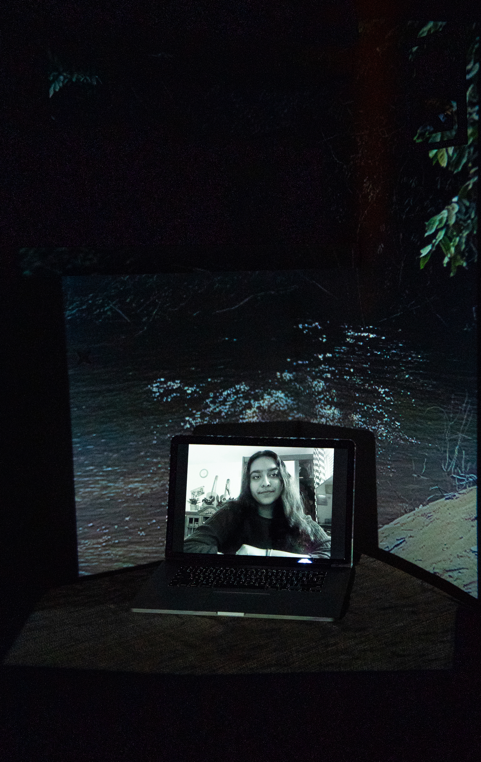 Theresa Rose Sebastian, Re-Earth Initiative Co-Founder. Projected Image: Agua Limpia, Lacandon Jungle, Mexico, December 2020.