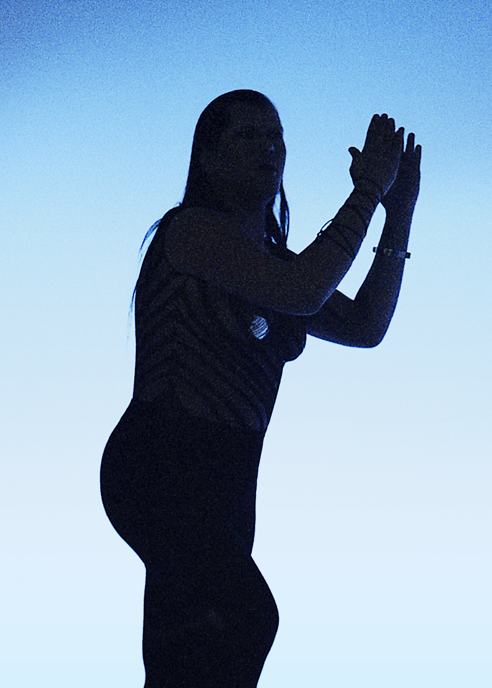 Dafne silhouette nera su sfondo blu, foto di