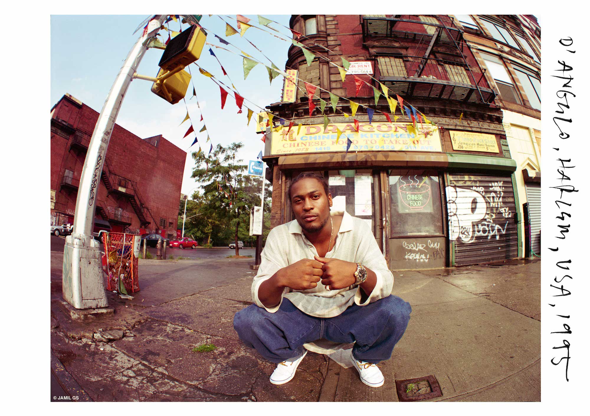 d'angelo photographed on an nyc street corner in 1995 by jamil gs