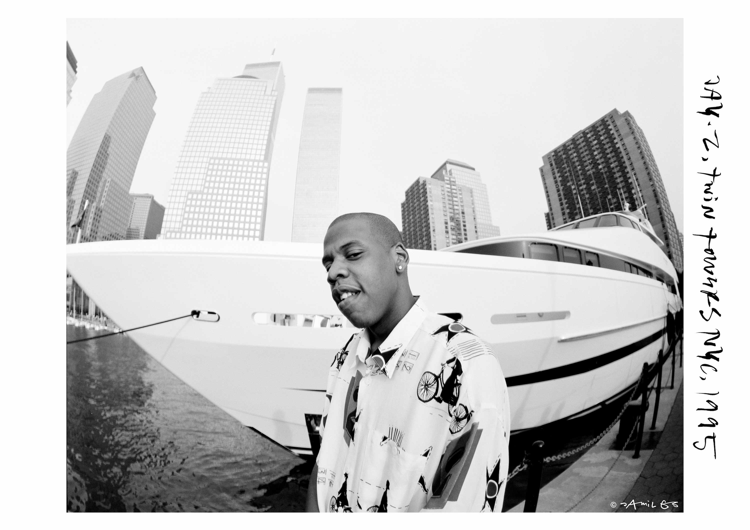 JAY Z photographed in front of a yacht in nyc in 1995 by jamil gs.