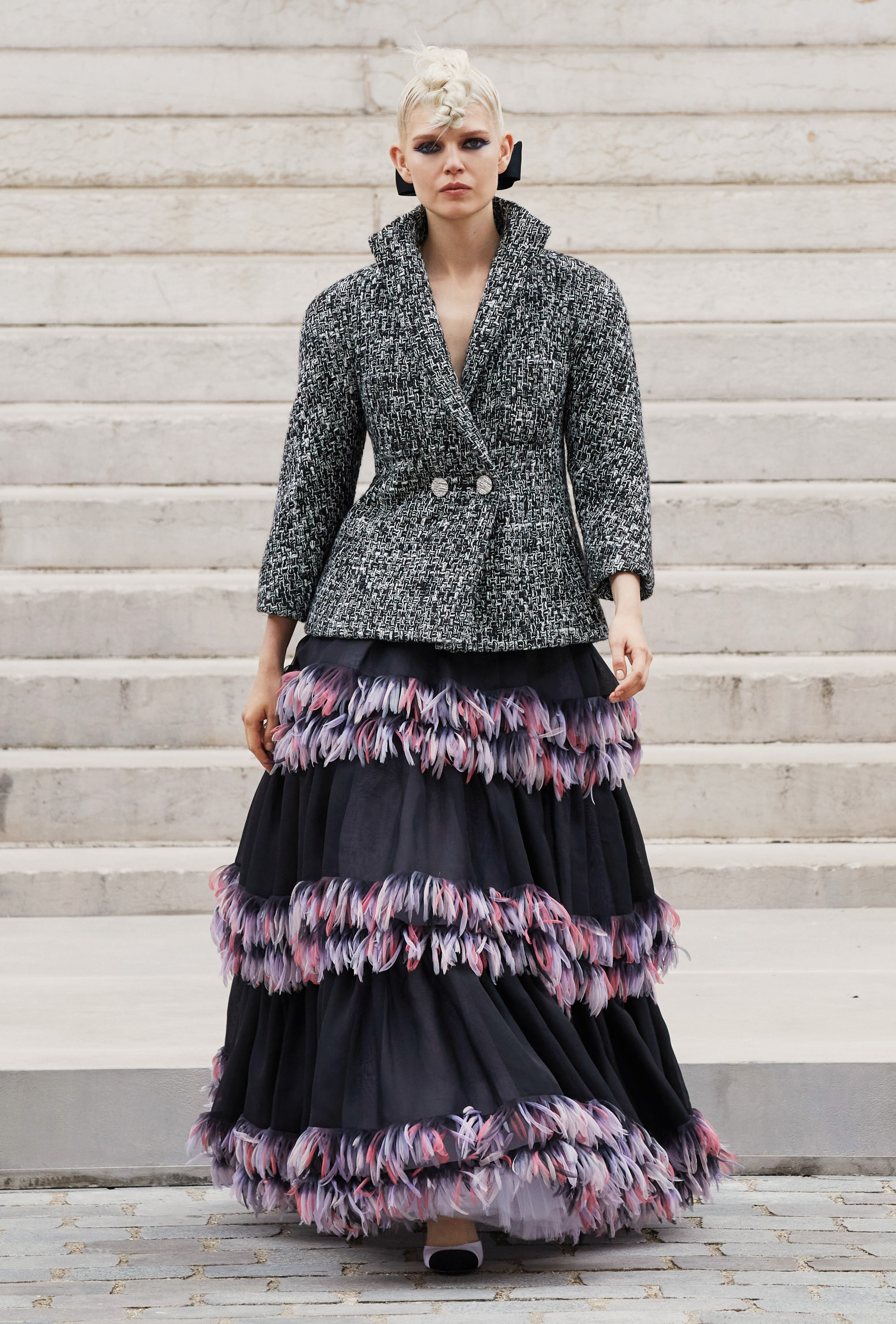 A model wearing a full look from Chanel's AW21 collection 