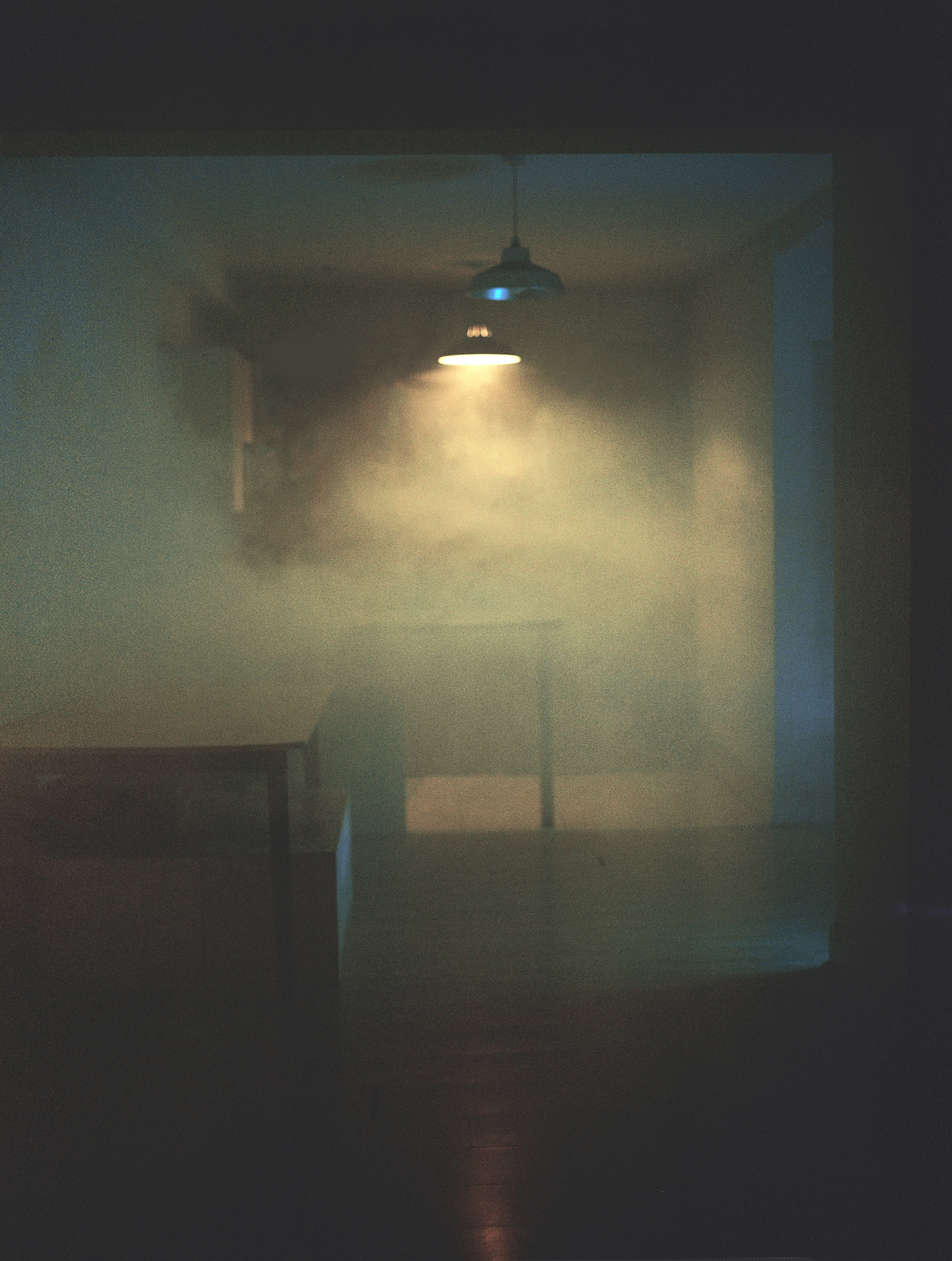 A photo of a misty room from Zara Manzoor's BA FCP project