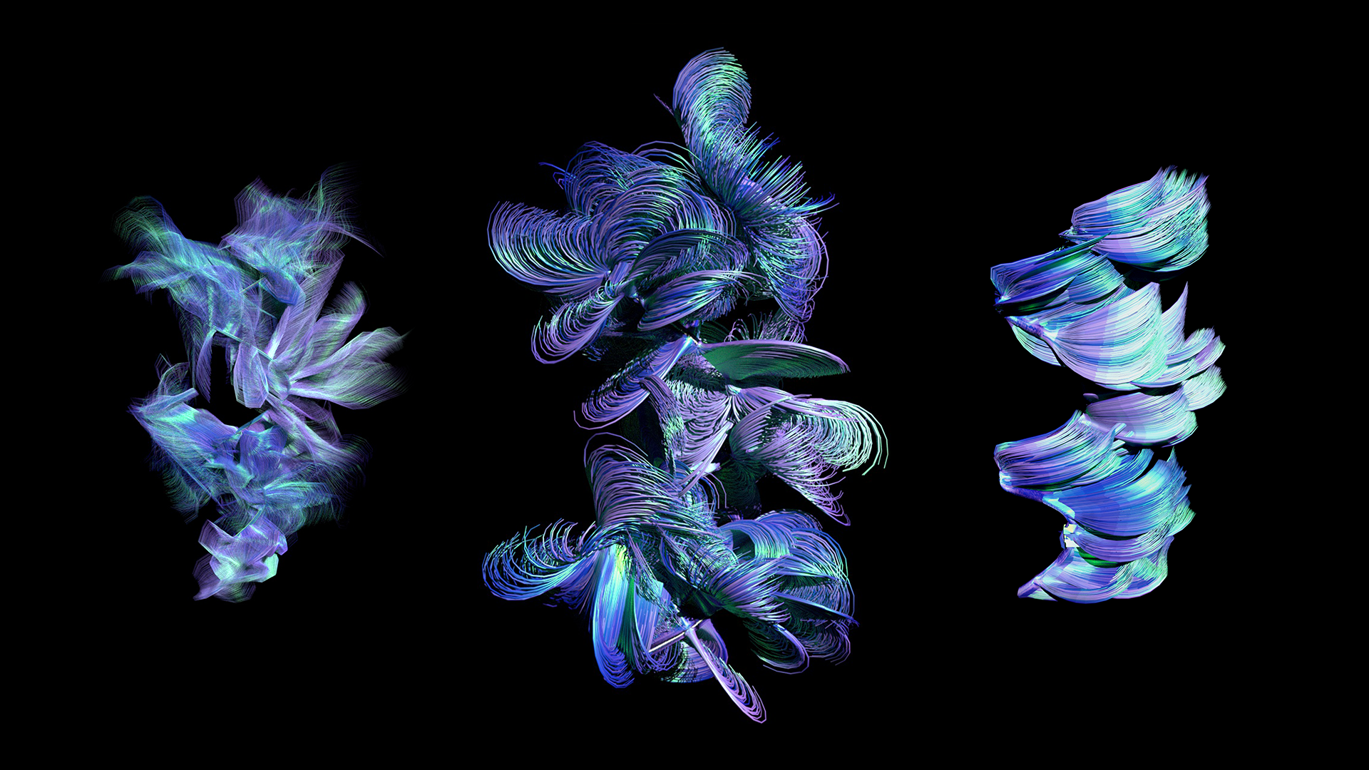A blue digitally rendered knit sculpture from Linxi Zhu's RCA MA Fashion graduate project
