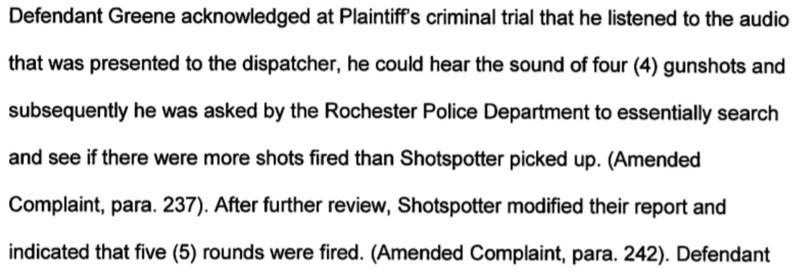 Excerpt from Silvon Simmons civil lawsuit against ShotSpotter and the Rochester Police Department.