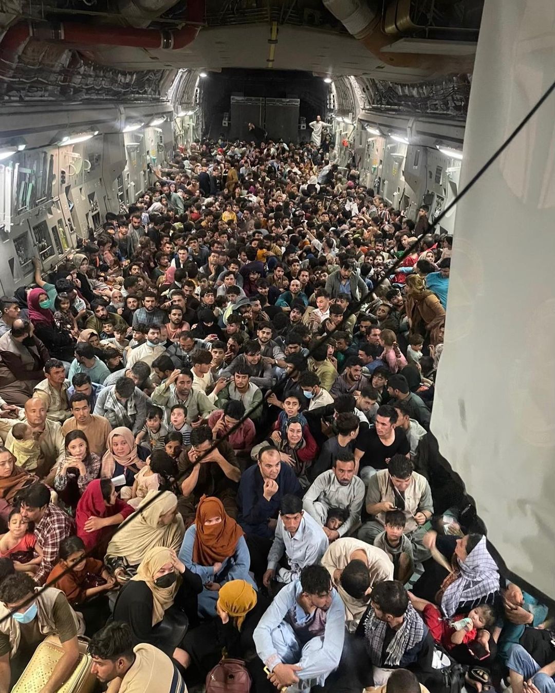 A U.S. military aircraft evacuated more than 600 Afghans from Kabul on Sunday. Photo courtesy: Defense One