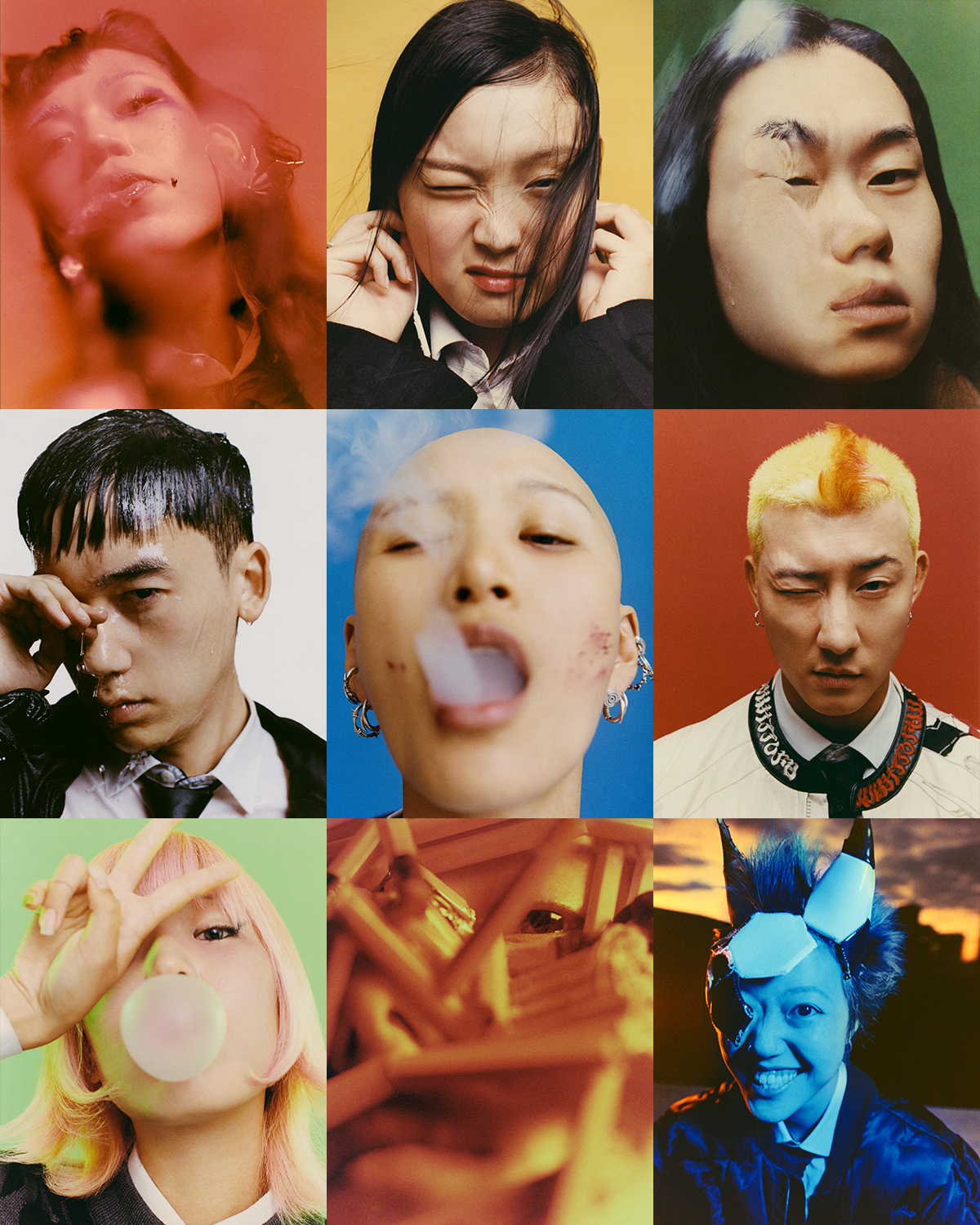 a collage of portraits of young korean creatives by photographer cho gi seok