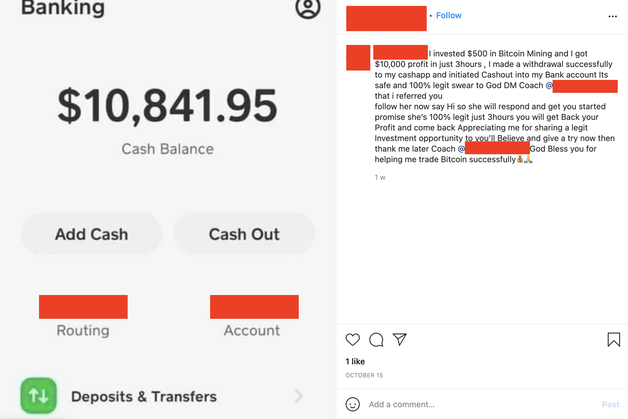 instagram account hacked bitcoin