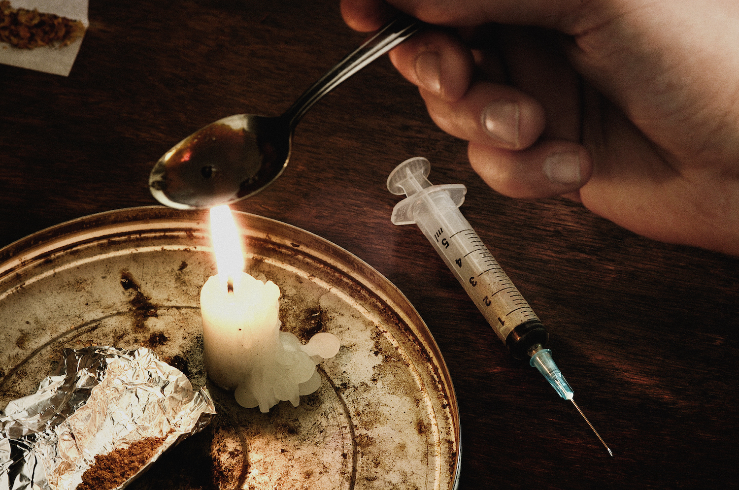 Heroin and syringe. 