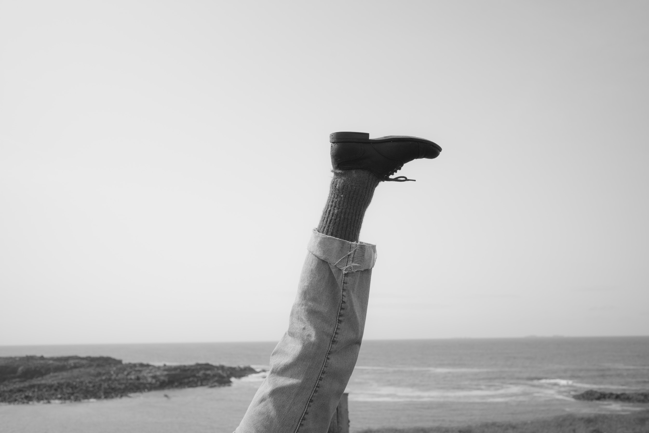Andrea leg and horizon line in North Uist