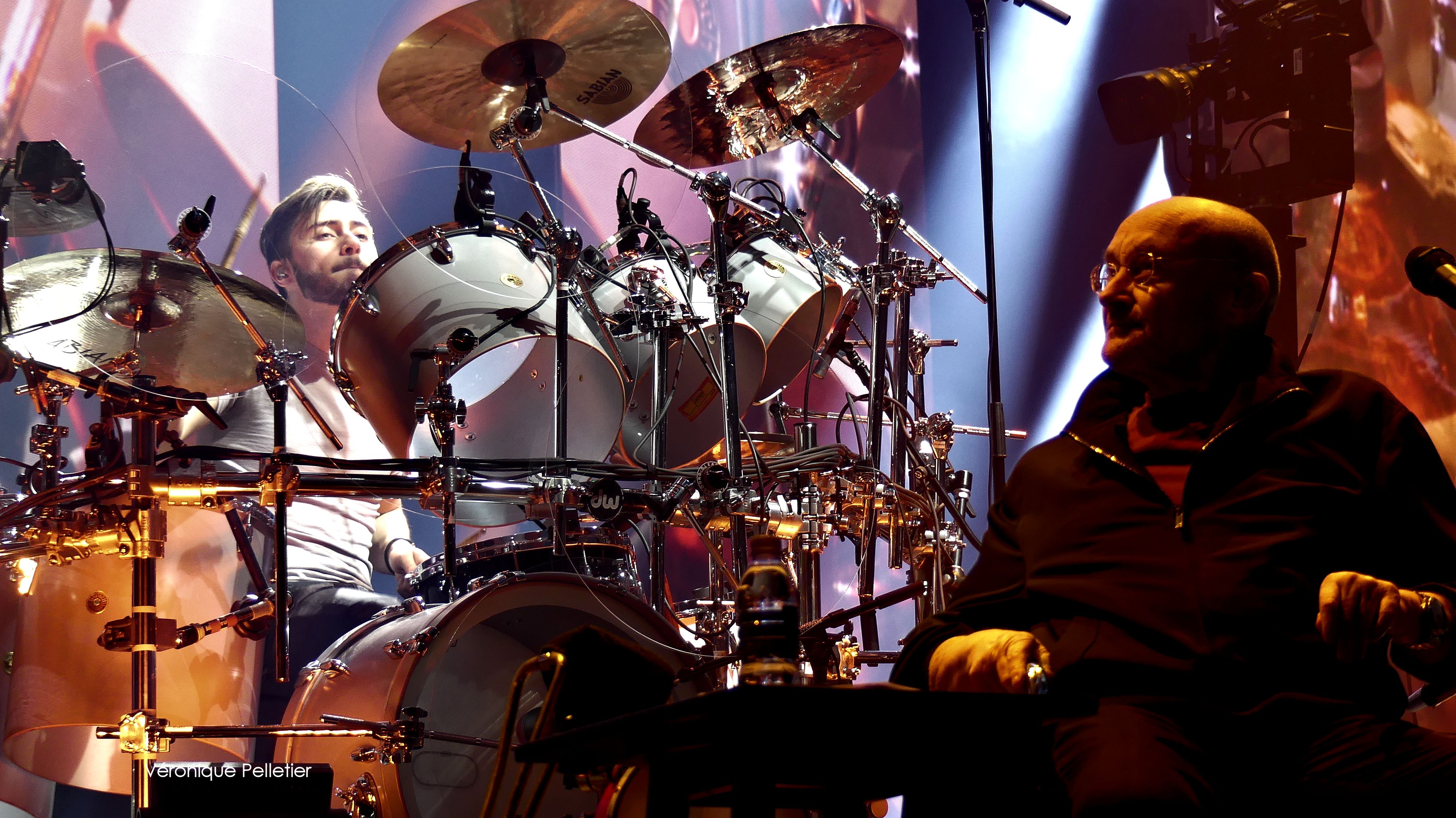 Phil Collins son Nic Collins playing drum for Genesis on tour 