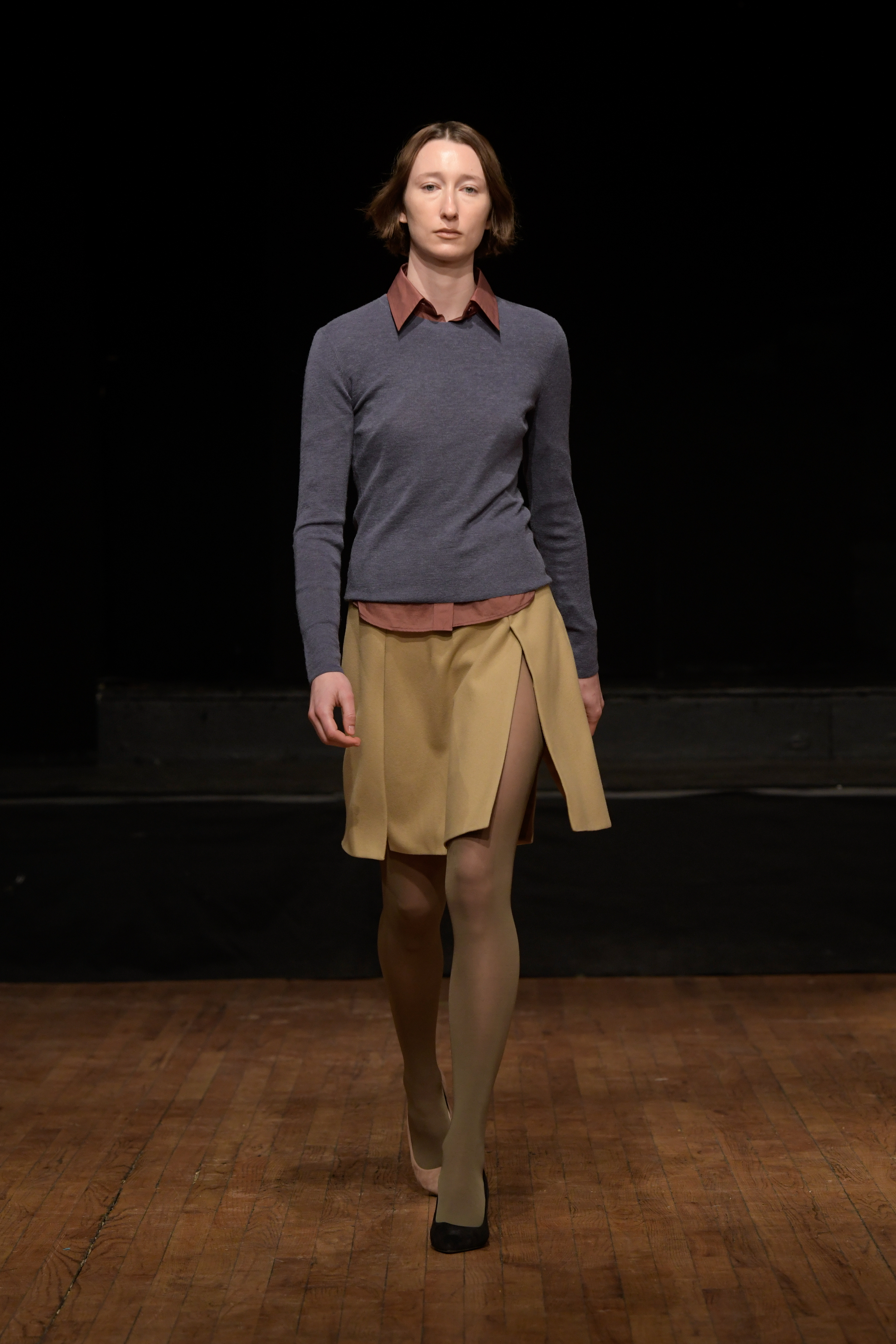 a model walking the runway at maryam nassir zadeh's aw22 show at new york fashion week