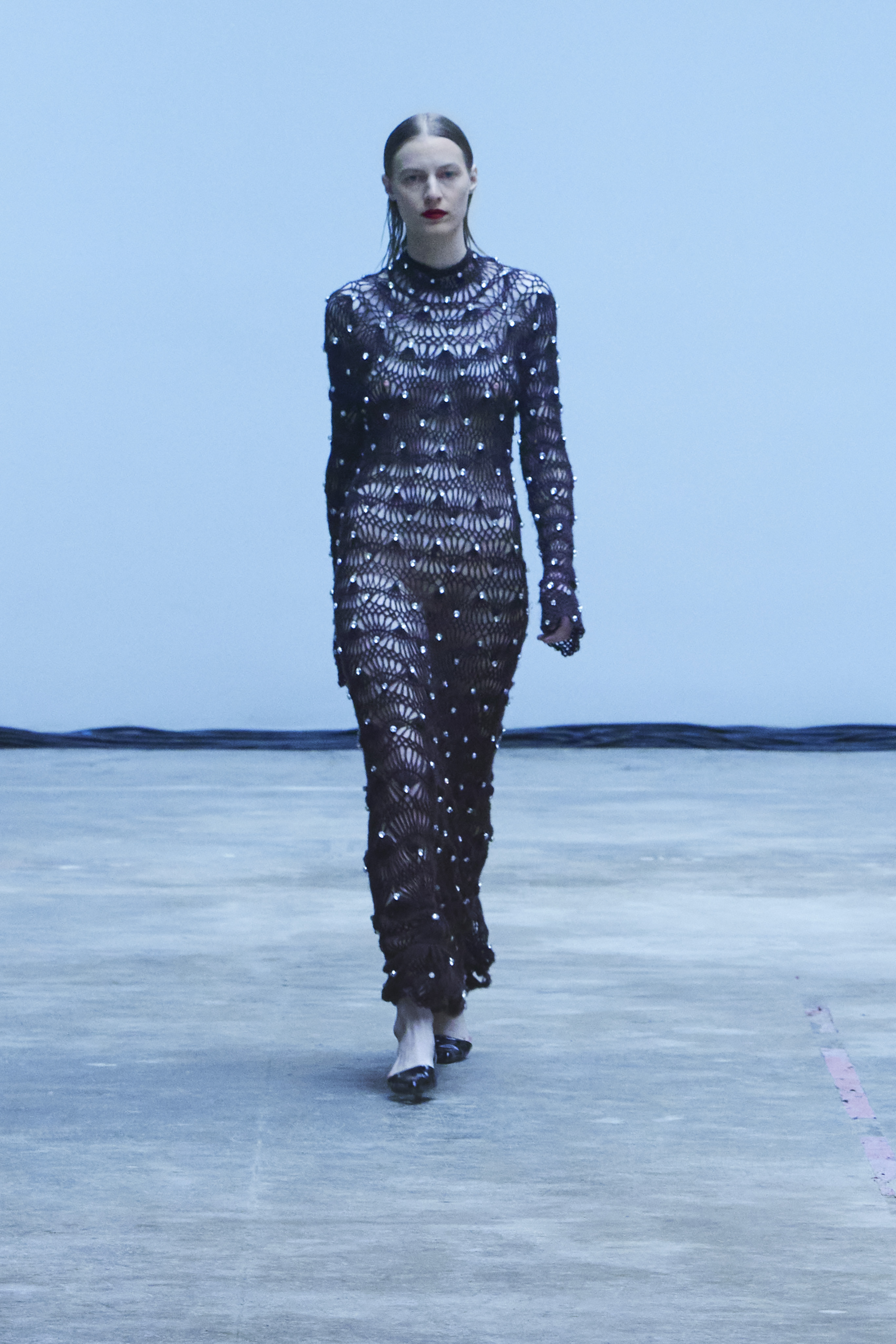 a model walking the runway at khaite's aw22 show at new york fashion week
