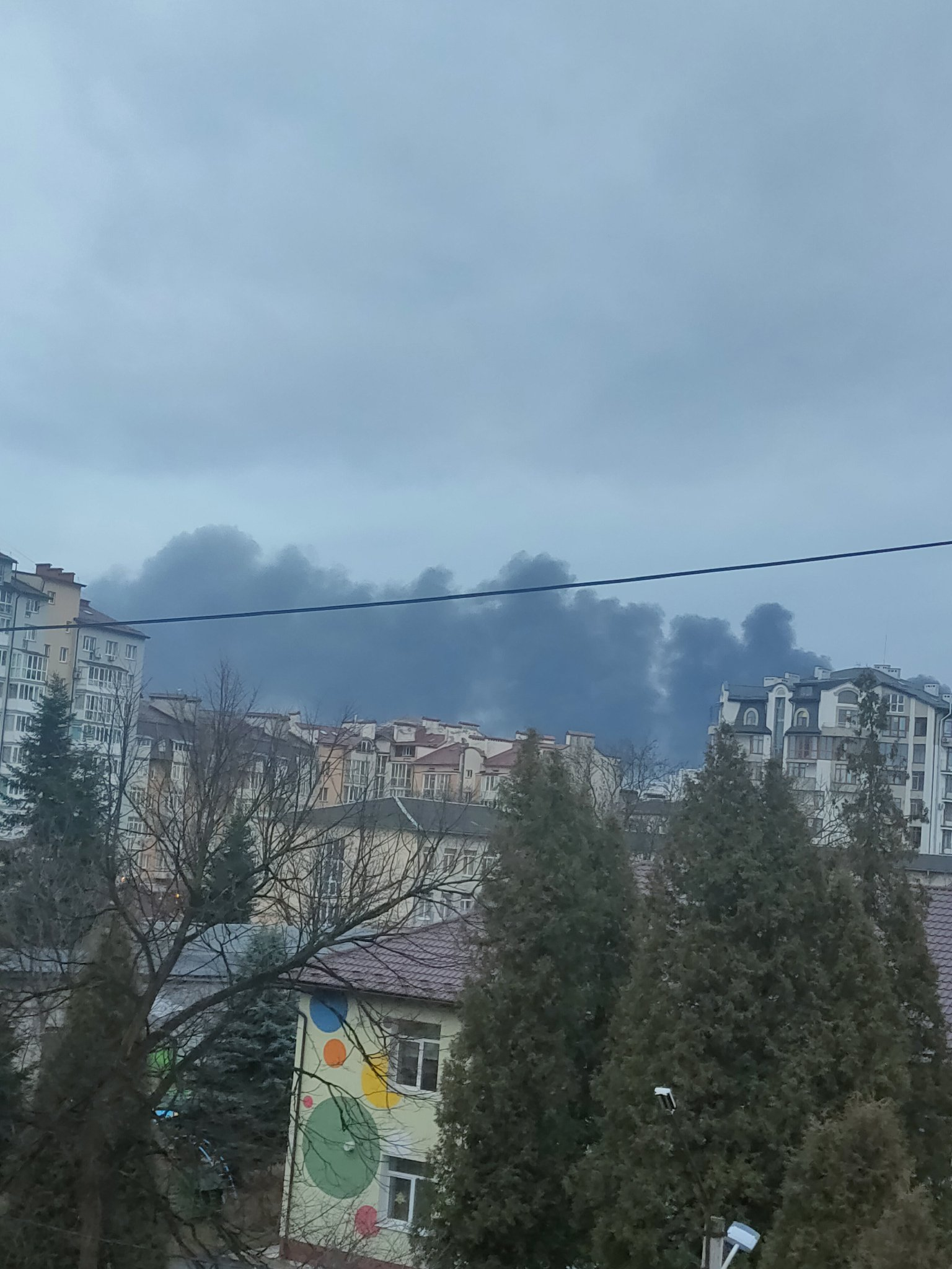 Saad Ansari, who lives near the Ivano-Frankivsk International Airport, saw plumes of smoke after an explosion. Photo: Saad Ansari