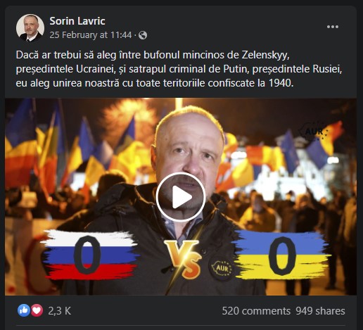 Sorin Lavric aur mesaj razboi rusia ucraina