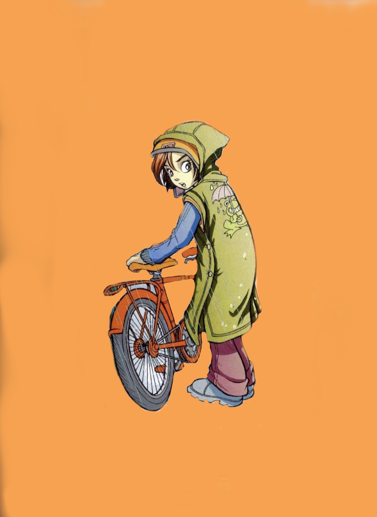 Will di witch con k-way con la rana e bicicletta