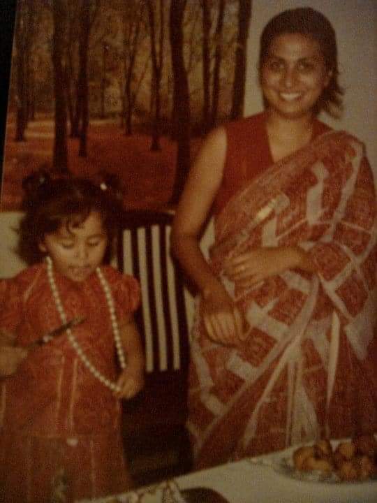 Radhika Gupta (left) with her mother, Arti