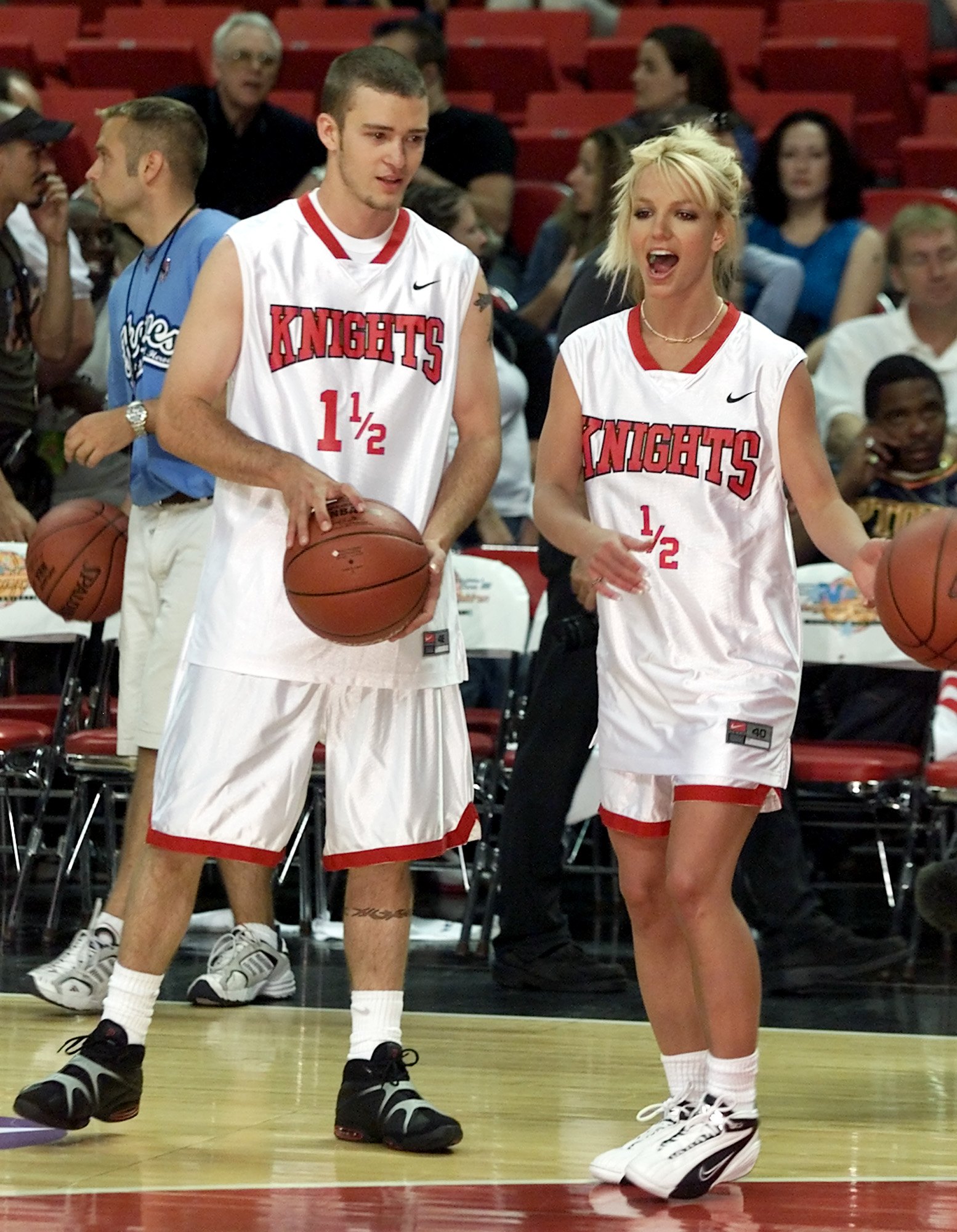 Britney Spears & Justin Timberlake at a celebrity basketball game in 2001