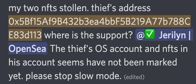 OpenSea Discord hack