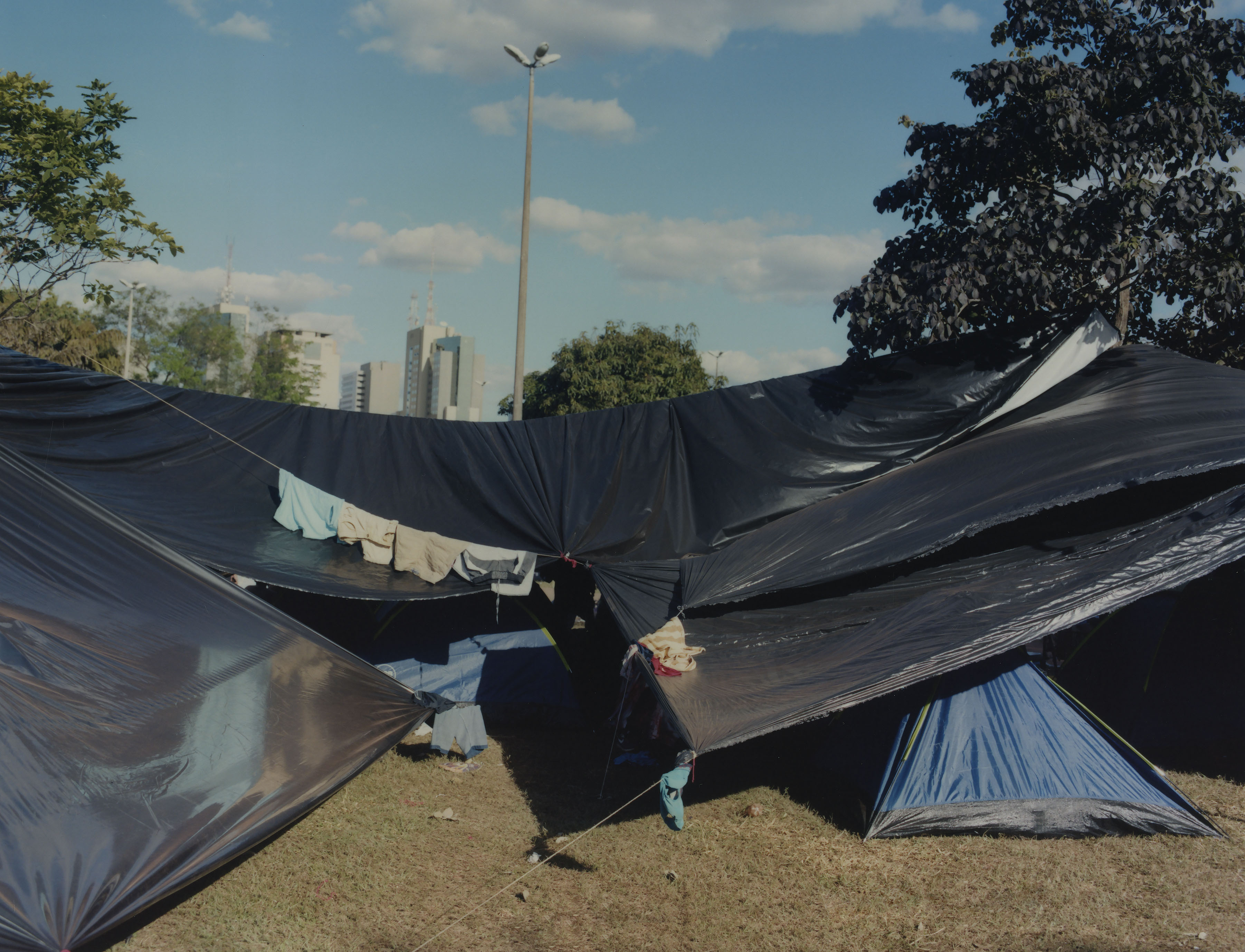 tent at the protests for indigenous people in Brasília