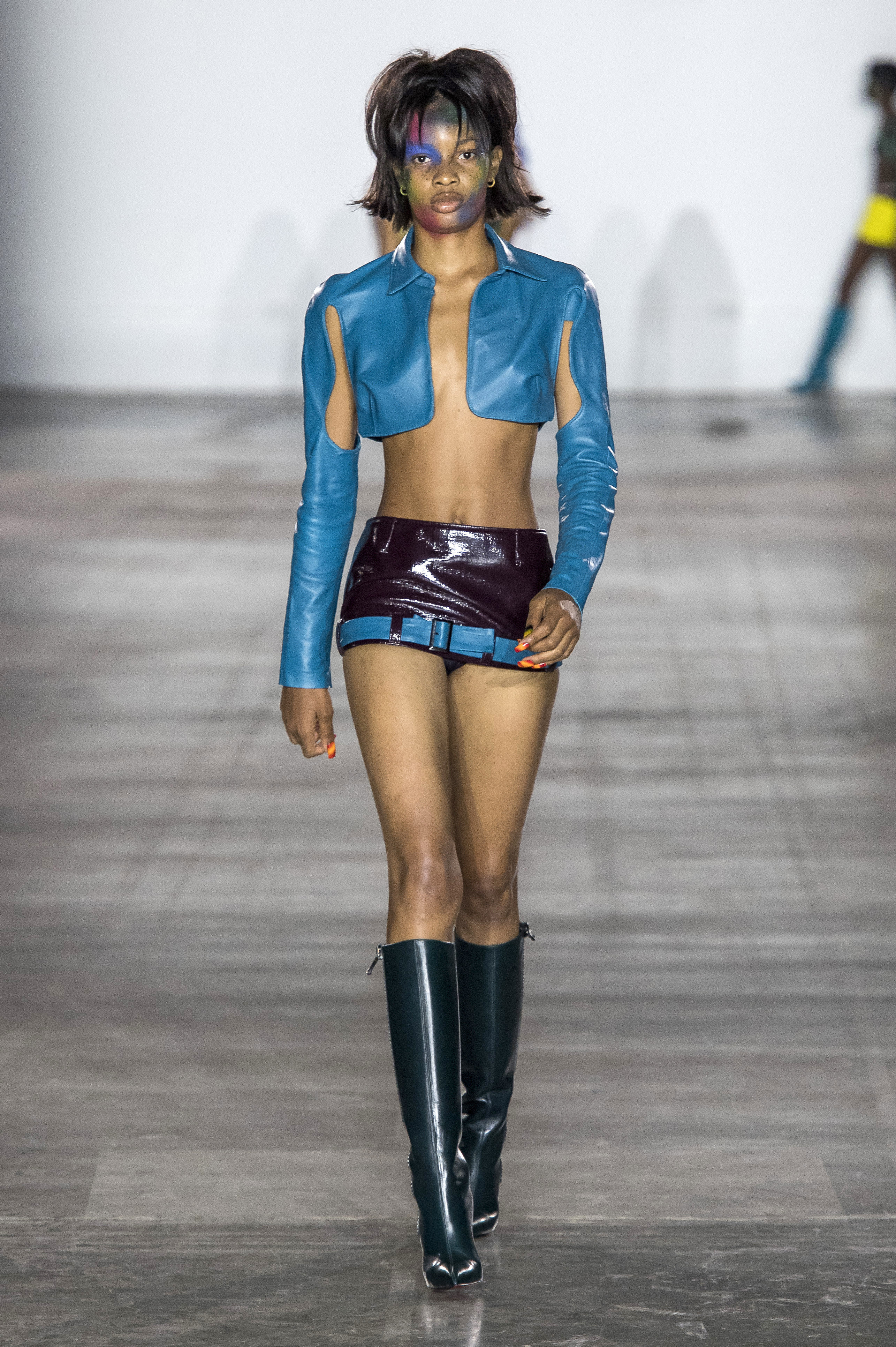 Model walking for Mowalola's collection at Fashion East AW19 show