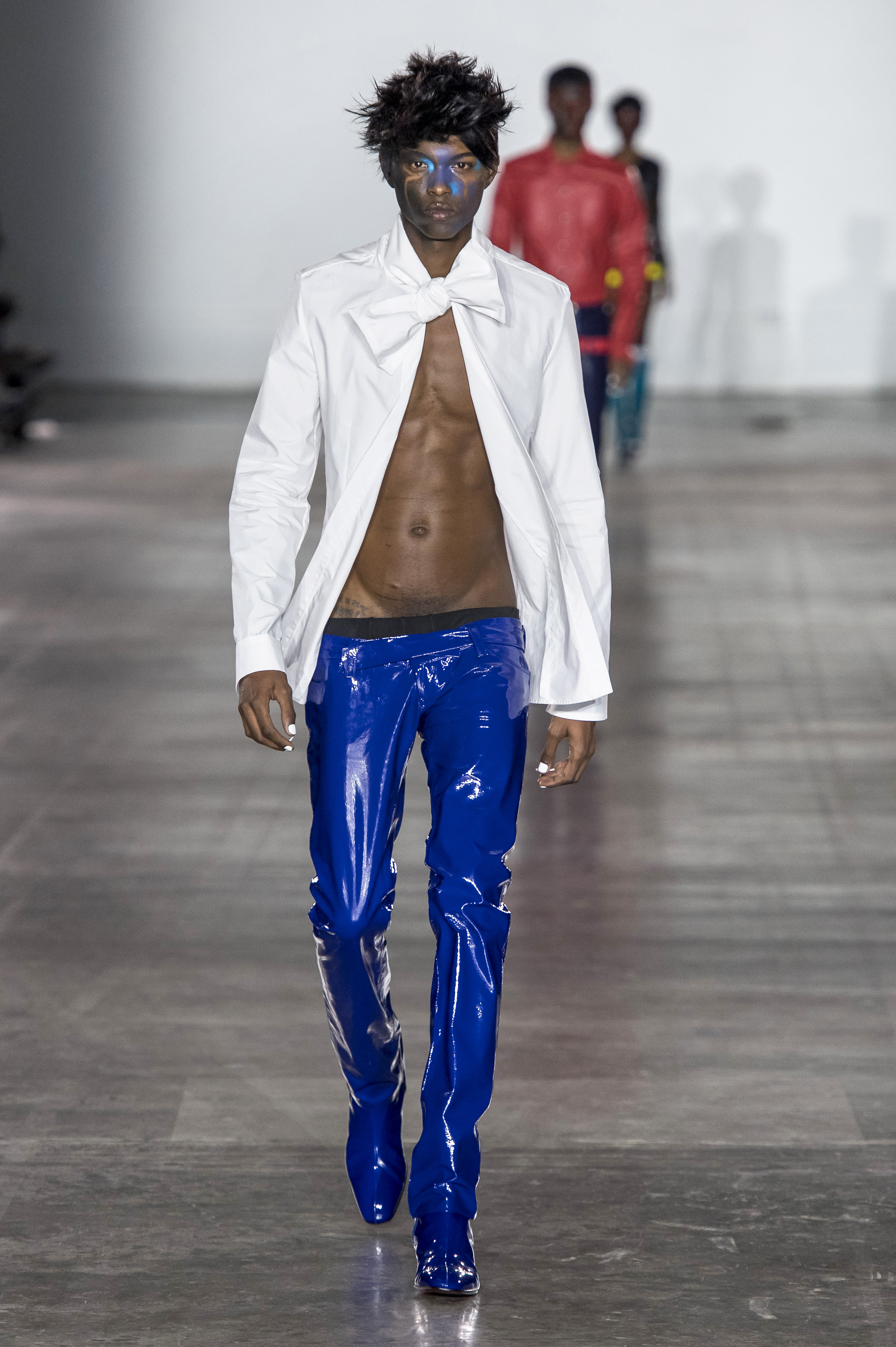 Model walking for Mowalola's collection at Fashion East AW19 show
