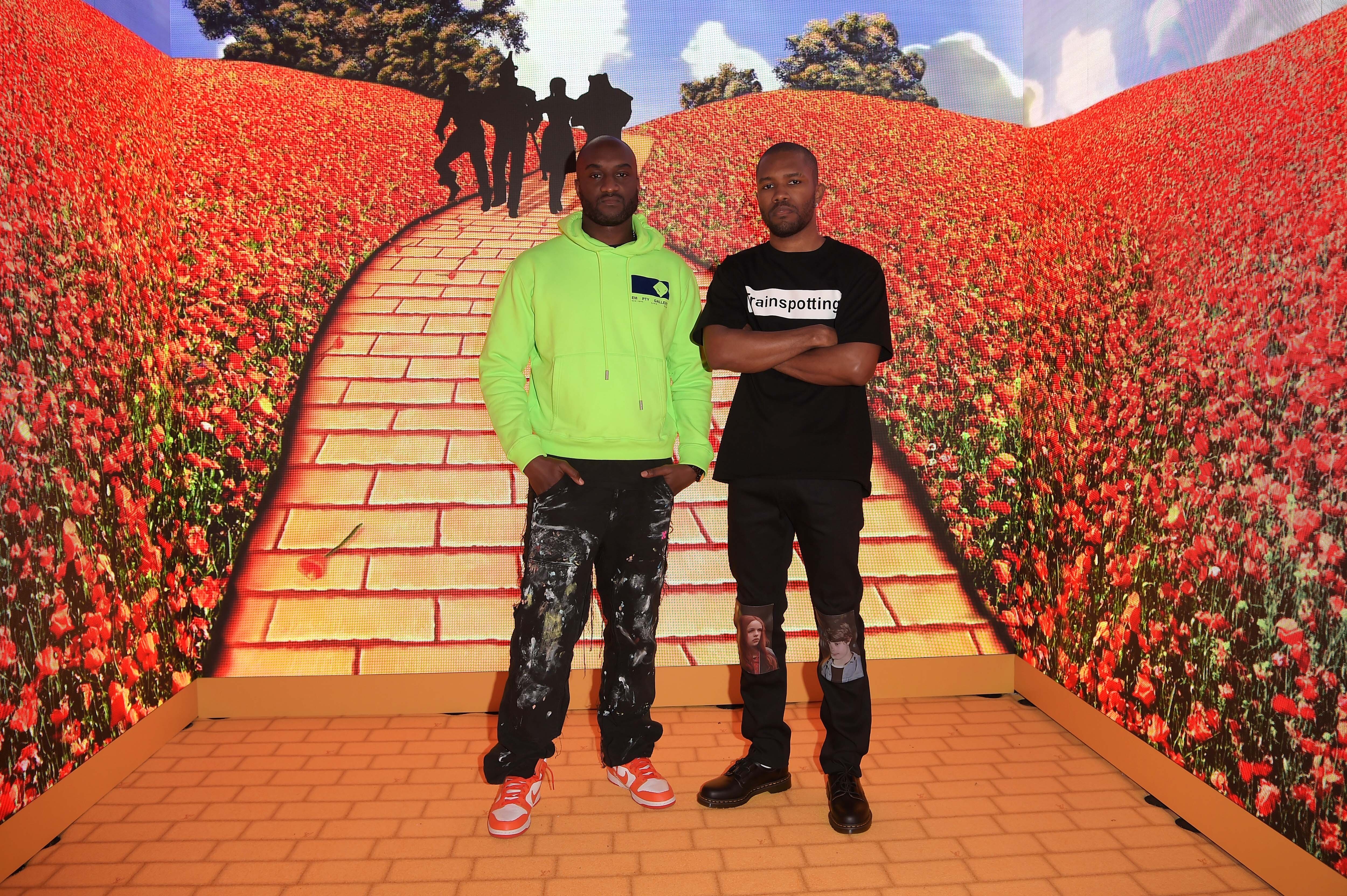 virgil abloh and Frank Ocean together at the launch of Louis Putton