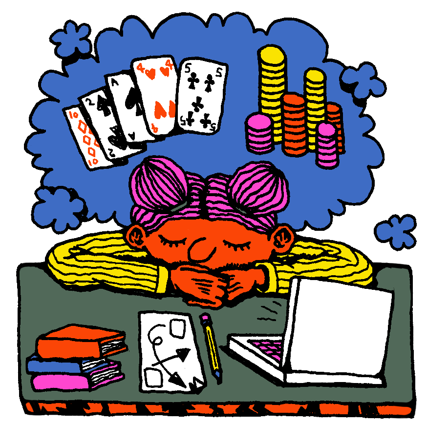 A person studying gambling
