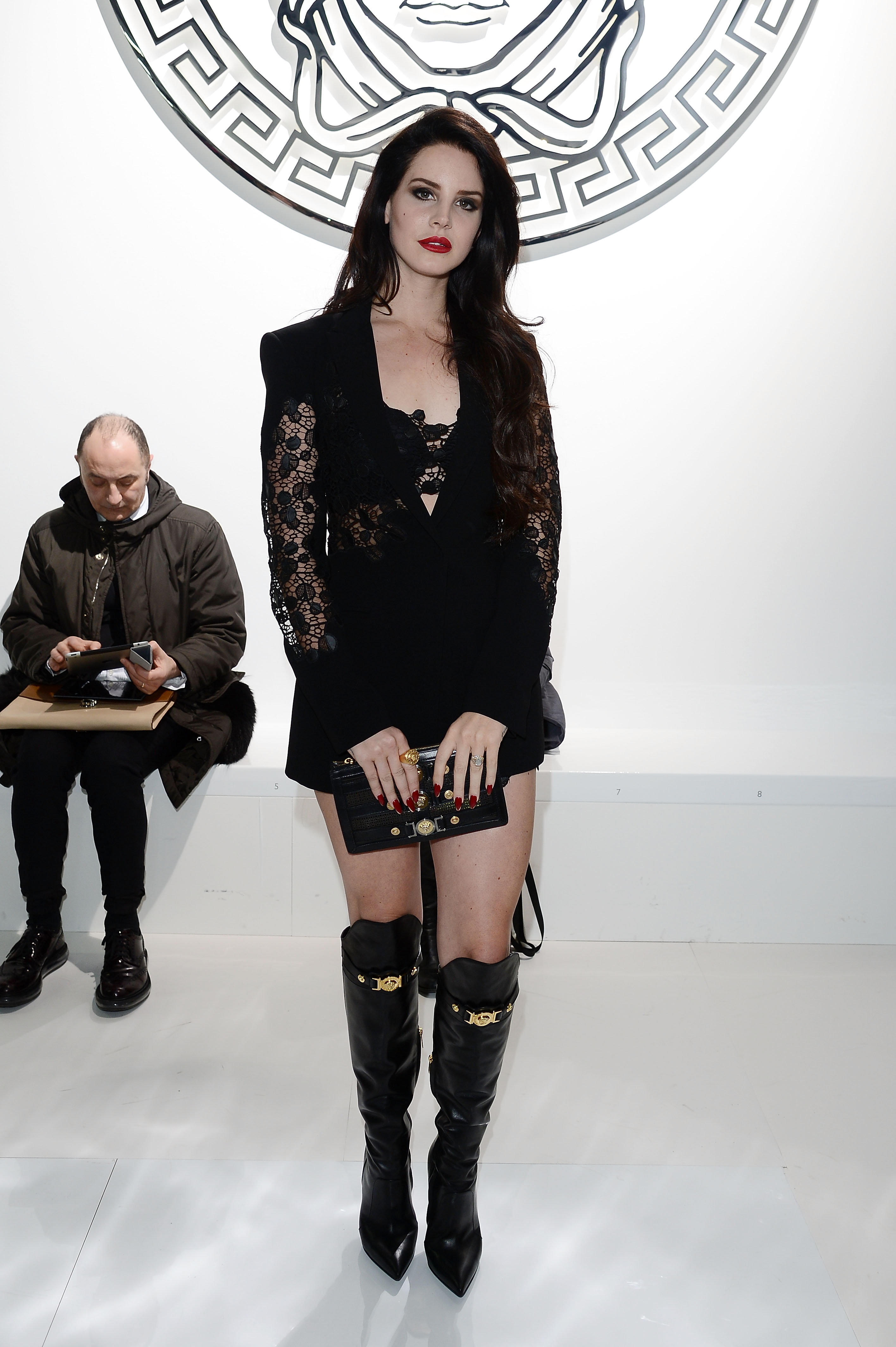 Lana Del Rey at the Versace Fall 2013 Show at Milan Fashion Week 2013