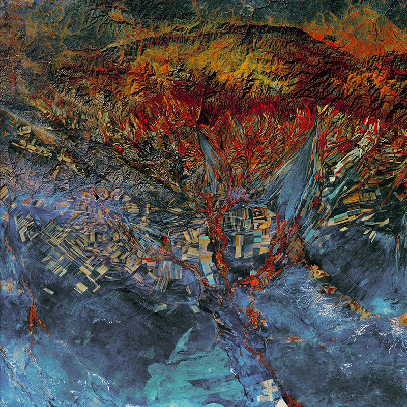 Kazakhstan Timur yang diabadikan oleh Landsat 8. Foto: NASA/USGS