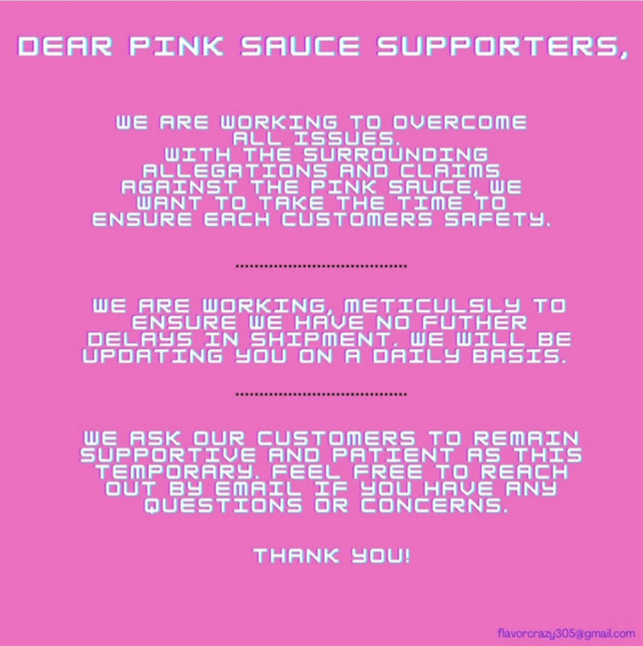 The graphic from Chef Pii's Pink Sauce email. 