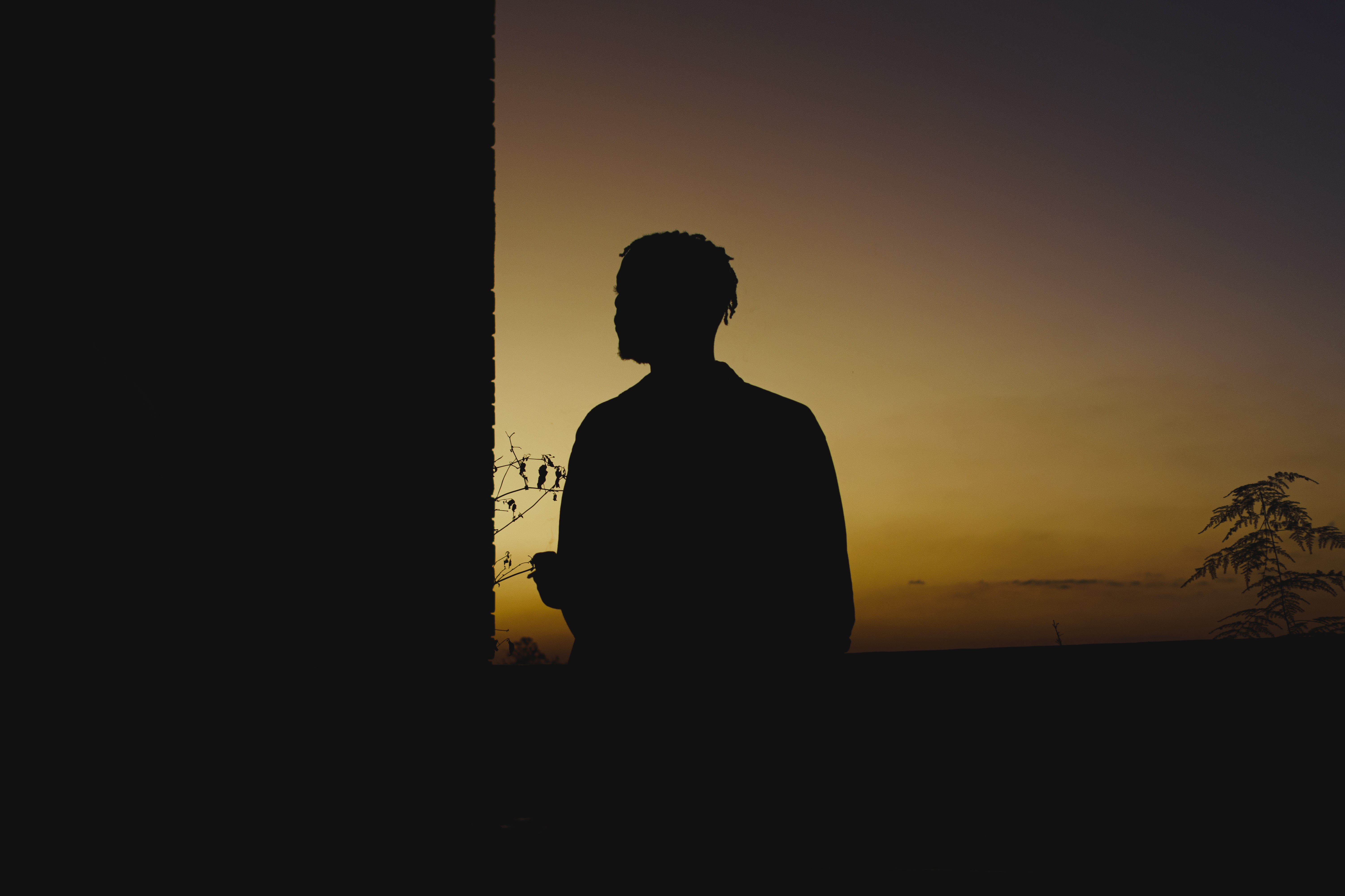 silhouette of a person as the sun sets