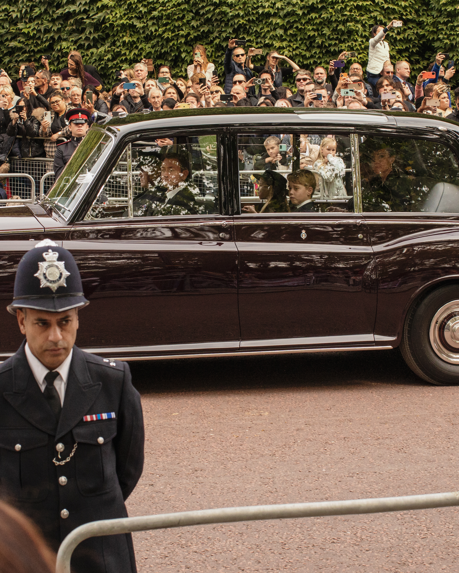 Prince George in car during Queen Elizabeth II's funeral