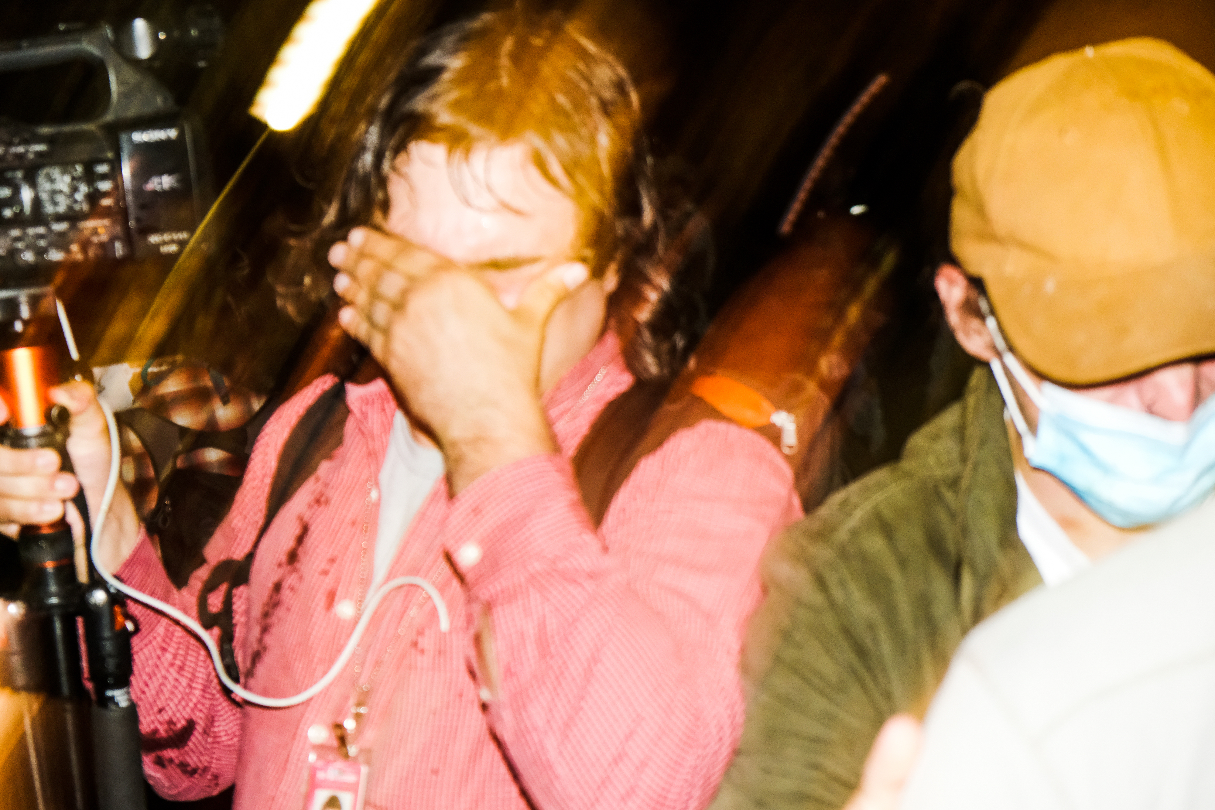 Video journalist Ford Fischer was pepper sprayed, along with other members of the media and student protesters, by a group of far-right agitators. Photo by Tess Owen.